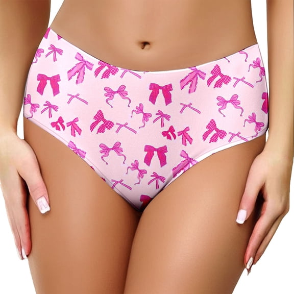 Wxolcjlv Women's Underwears Bowknot Digital Print Briefs Low-Mid Rise Sexy Comfy Fashion Panties ,Size S-XXL