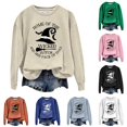 thumbnail image 1 of Wxolcjlv Women's Witch Graphic Print Sweatshirt Oversized Cut Pullover Shirts, 1 of 4