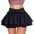 thumbnail image 1 of Wxolcjlv Womens Bow‑Front Tier Mini Skirt Elastic Waist Double‑Layer Built‑In Short Liner Skirts, 1 of 4