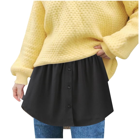 Wxolcjlv Womens Button Front Shirt Extender Elastic Waist Layering Skirts