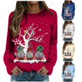 thumbnail image 1 of Wxolcjlv Womens Christmas Print Sweatshirt Crew Neck Cut Winter Streetwear Sweatshirts, 1 of 6