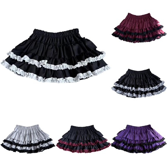 Wxolcjlv Womens Contrast Ruffle Tier Mini Skirt Elastic Waist Multi‑Layer Construction Party Skirts