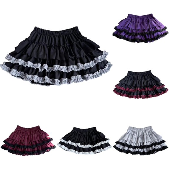 Wxolcjlv Womens Contrast Ruffle Tier Mini Skirt Elastic Waist Multi‑Layer Construction Party Skirts