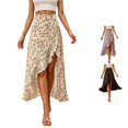 thumbnail image 1 of Wxolcjlv Womens Floral Print High Low Maxi Skirt Ruffle Slit Party Long Skirts, 1 of 5