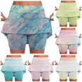 thumbnail image 1 of Wxolcjlv Womens Gradient Skort High Waist Built‑In Shorts Active Outdoor Sport Bottoms, 1 of 7