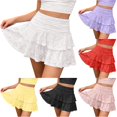 thumbnail image 1 of Wxolcjlv Womens Lace Ruffled Mini Skirt High Waist Tiered Layered Skirts, 1 of 6