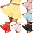 thumbnail image 1 of Wxolcjlv Womens Lace Ruffled Mini Skirt High Waist Tiered Layered Skirts, 1 of 6