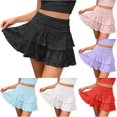 thumbnail image 1 of Wxolcjlv Womens Lace Ruffled Mini Skirt High Waist Tiered Layered Skirts, 1 of 6