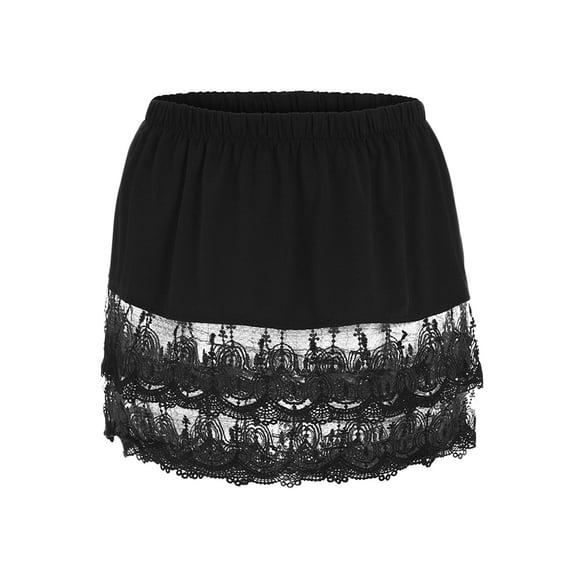 Wxolcjlv Womens Lace Mini Skirt Elastic Waist Scalloped Hem Short Skirts