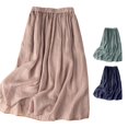 thumbnail image 1 of Wxolcjlv Womens Linen Maxi Skirt Elastic Waist Multi Layer Flowy Casual Long Skirt, 1 of 5