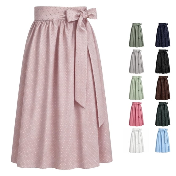 Wxolcjlv Womens Oktoberfest Polka Dot A‑Line Aprons Elastic Waist Tie Detail Festival Gathering Aprons