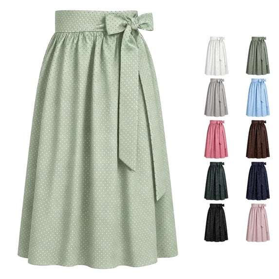 Wxolcjlv Womens Oktoberfest Polka Dot A‑Line Aprons Elastic Waist Tie Detail Festival Gathering Aprons