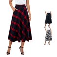 thumbnail image 1 of Wxolcjlv Womens Plaid A‑Line Midi Skirt High Rise Side Pockets Skirts, 1 of 4
