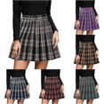 thumbnail image 1 of Wxolcjlv Womens Plaid Pleated Mini Skirt High Waist School Dating Short Skirts, 1 of 4