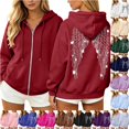 thumbnail image 1 of Wxolcjlv Womens Rhinestone Angel Wing Print Zip Up Hoodies Long Sleeve Outerwear Tops, 1 of 6