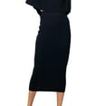 thumbnail image 1 of Wxolcjlv Womens Ribbed Midi Skirt High Waist Bodycon Knit Skirts, 1 of 9