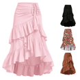 thumbnail image 1 of Wxolcjlv Womens Ruched Drawstring Midi Skirt Ruffled High Low Hem Flowy Evening Skirt, 1 of 4