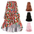 thumbnail image 1 of Wxolcjlv Womens Ruched Drawstring Midi Skirt Ruffled High Low Hem Flowy Evening Skirt, 1 of 4