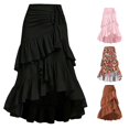 thumbnail image 1 of Wxolcjlv Womens Ruched Drawstring Midi Skirt Ruffled High Low Hem Flowy Evening Skirt, 1 of 4