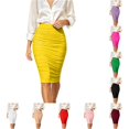 thumbnail image 1 of Wxolcjlv Womens Ruched Midi Skirt High Waist Bodycon Cut Office Daily Skirts, 1 of 5