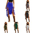 thumbnail image 1 of Wxolcjlv Womens Ruffle Asymmetrical Midi Skirt High Waist Slit Skirts, 1 of 9