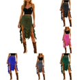 thumbnail image 1 of Wxolcjlv Womens Ruffle Asymmetrical Midi Skirt High Waist Slit Skirts, 1 of 9