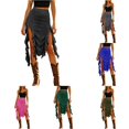 thumbnail image 1 of Wxolcjlv Womens Ruffle Asymmetrical Midi Skirt High Waist Slit Skirts, 1 of 9