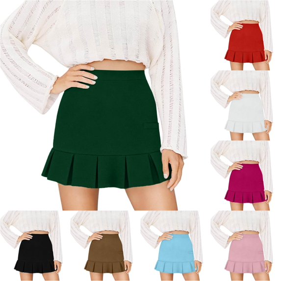 Wxolcjlv Womens Ruffle Hem Mini Skort High Rise Fitted Silhouette Travel Casual Skorts