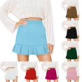 thumbnail image 1 of Wxolcjlv Womens Ruffle Hem Mini Skort High Rise Fitted Silhouette Travel Casual Skorts, 1 of 5