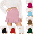 thumbnail image 1 of Wxolcjlv Womens Ruffle Hem Mini Skort High Rise Fitted Silhouette Travel Casual Skorts, 1 of 5