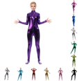 thumbnail image 1 of Wxolcjlv Womens Shiny Metallic Full Body Jumpsuit Front Zipper Footed Unitard Bodysuit, 1 of 3