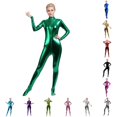 thumbnail image 1 of Wxolcjlv Womens Shiny Metallic Full Body Jumpsuit Front Zipper Footed Unitard Bodysuit, 1 of 3
