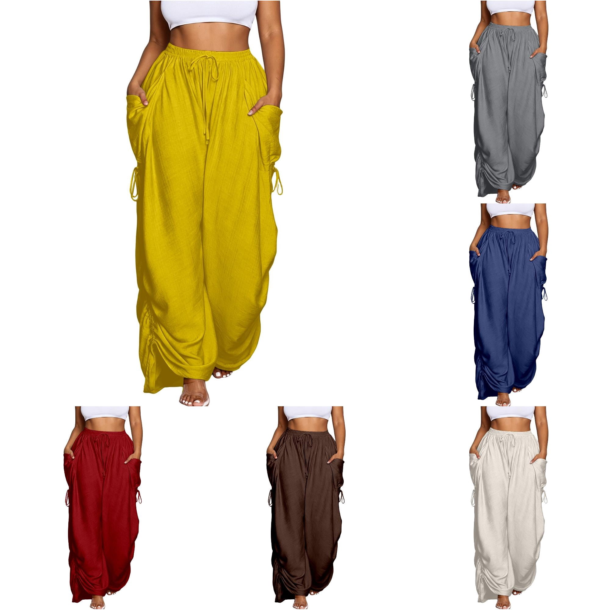 26SS 現行 DRAWSTRINGS DAMAGE 2TUCK PANTS Wxolcjlv Womens Side Drawstring Wide Leg Pants Elastic High Waist