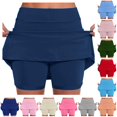 thumbnail image 1 of Wxolcjlv Womens Solid Active Skort High Waist Workout Short Skirts, 1 of 6