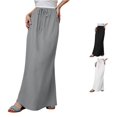 thumbnail image 1 of Wxolcjlv Womens Solid Drawstring Maxi Skirt Elastic Waist Minimalist Feature Everyday Skirts, 1 of 8
