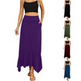 thumbnail image 1 of Wxolcjlv Womens Solid Handkerchief Hem Maxi Skirt Fold Over Waist With Side Pockets Casual Long Skirts, 1 of 4