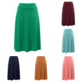 thumbnail image 1 of Wxolcjlv Womens Solid High Waist A‑Line Midi Skirt Flared Mid‑Calf Skirts, 1 of 5