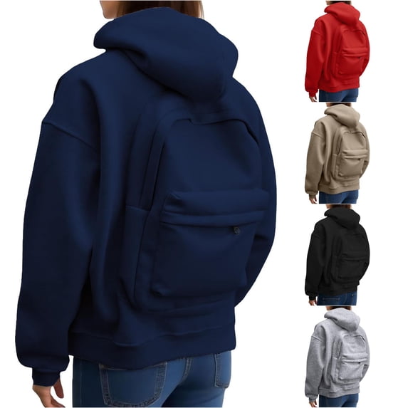 Wxolcjlv Womens Solid Hoodie Rear Pocket Design Relaxed Cut Hoodies