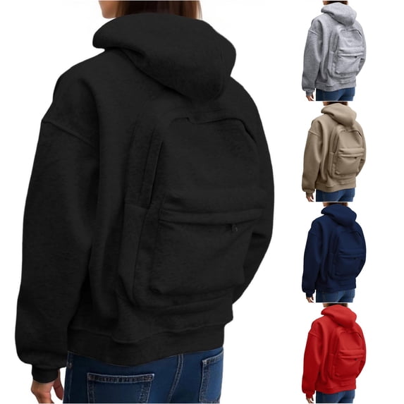 Wxolcjlv Womens Solid Hoodie Rear Pocket Design Relaxed Cut Hoodies