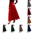 thumbnail image 1 of Wxolcjlv Womens Solid Maxi Skirt High Waist Side Zipper Pockets A‑Line Skirts, 1 of 5