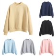 thumbnail image 1 of Wxolcjlv Womens Solid Neck Sweatshirt Drop Shoulder Cut Sweatshirts, 1 of 6