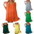 thumbnail image 1 of Wxolcjlv Womens Solid Nightgown Lace Ruffle Strap Loose Mini Dress Sleepwear, 1 of 5