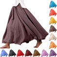 thumbnail image 1 of Wxolcjlv Womens Solid Ruffle Hem Maxi Skirt Elastic Waist Bohemian Long Skirts, 1 of 7