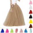 thumbnail image 1 of Wxolcjlv Womens Solid Tulle Maxi Skirt Sash Waist Romantic Feature formal Skirts, 1 of 4