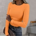 thumbnail image 1 of Wxolcjlv Womens T-Shirt Solid Color Tee Long Sleeve Crewneck Ribbed Fitted Casual Basic Tops,Yellow,S, 1 of 3