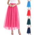 thumbnail image 1 of Wxolcjlv Womens Tulle Maxi Skirt Elastic Waist Double‑Layer Mesh Skirts, 1 of 4