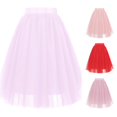 thumbnail image 1 of Wxolcjlv Womens Tulle Midi Skirt Elastic Waist Multi‑Layer Voluminous Skirts, 1 of 3