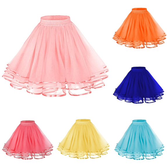 Wxolcjlv Womens Tulle Mini Skirt Elastic Waist Mesh Ruffled Hem Skirts
