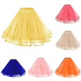thumbnail image 1 of Wxolcjlv Womens Tulle Mini Skirt Elastic Waist Mesh Ruffled Hem Skirts, 1 of 3