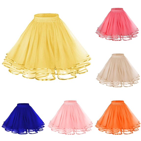 Wxolcjlv Womens Tulle Mini Skirt Elastic Waist Mesh Ruffled Hem Skirts